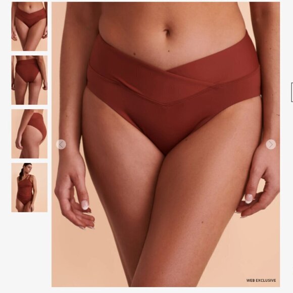 La Blanca Island Goddess Brown Crossover Mid Rise Twisted Bikini Bottom Size 12 - Picture 2 of 4